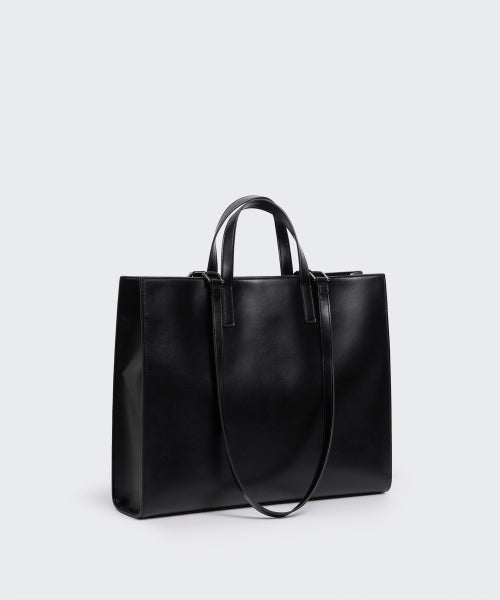 신세틱 레더 렉탱글  숄더 토트 백_라지 [블랙]