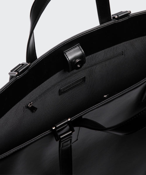 신세틱 레더 렉탱글  숄더 토트 백_라지 [블랙]