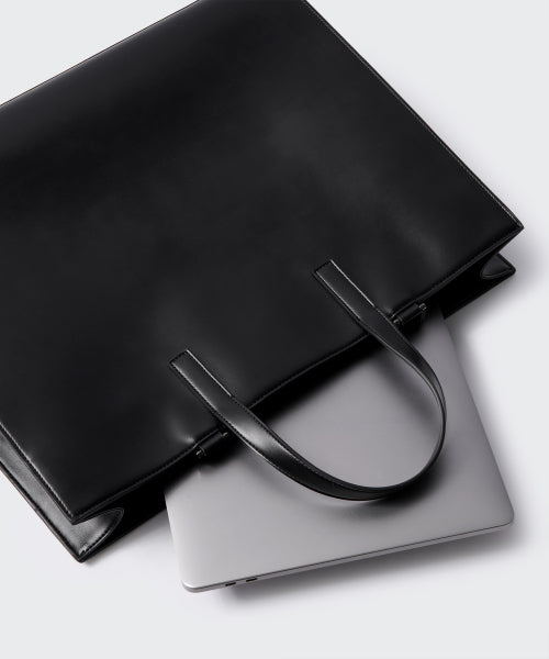 신세틱 레더 렉탱글  숄더 토트 백_라지 [블랙]