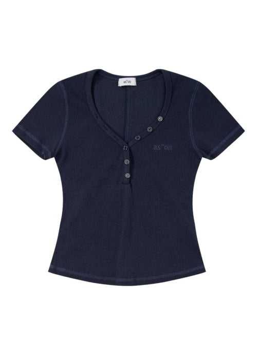 LEAF BUTTON T / NAVY