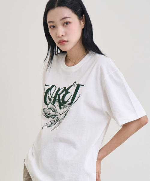 [UNISEX] 포레 그래픽 반팔 티셔츠 (CREAM WHITE)