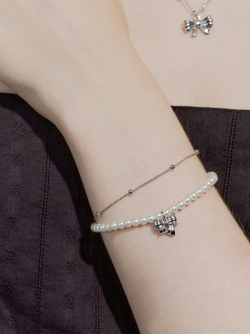 jane ribbon pearl bracelet