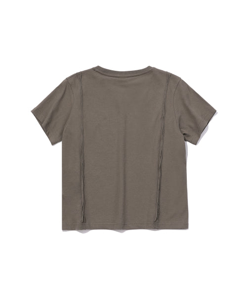 CROP CUT-OFF LOGO RING POINT T-SHIRT_KHAKI