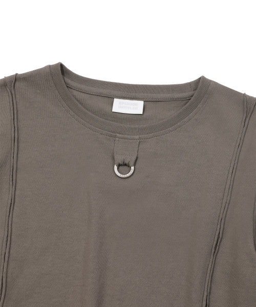 CROP CUT-OFF LOGO RING POINT T-SHIRT_KHAKI