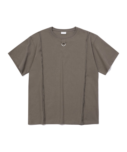 CROP CUT-OFF LOGO RING POINT T-SHIRT_KHAKI