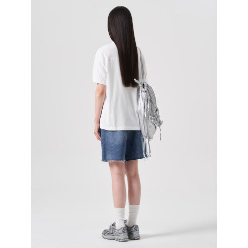 체인 자수 반소매 티셔츠  화이트 (354742MQC1)