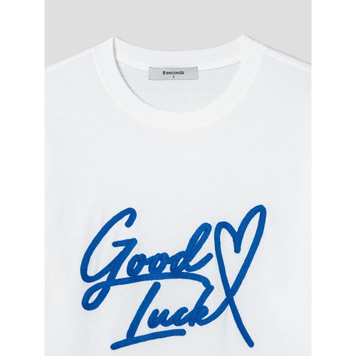 체인 자수 반소매 티셔츠  화이트 (354742MQC1)