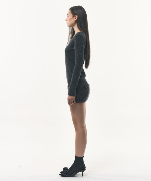 hairy knit dress (Charcoal)