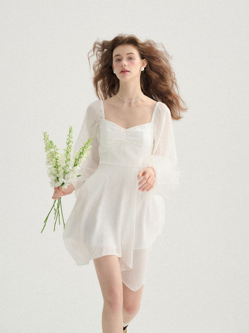 스노우 하트넥 미니원피스