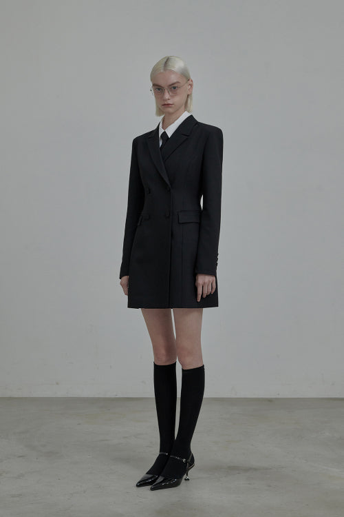 젠 수트 자켓 드레스-블랙