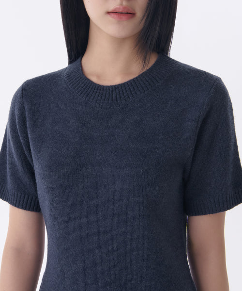 우먼즈 크루 넥 니트 미니 드레스 [네이비]