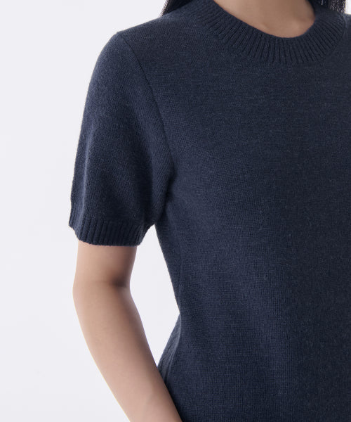 우먼즈 크루 넥 니트 미니 드레스 [네이비]