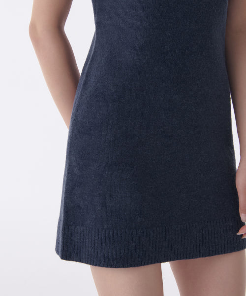 우먼즈 크루 넥 니트 미니 드레스 [네이비]