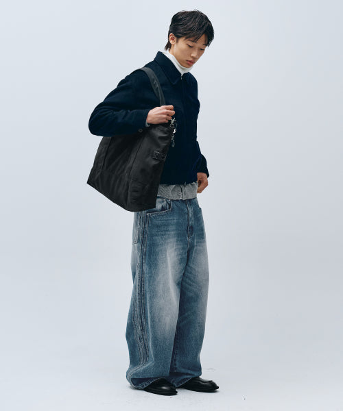 바스켓 와이드 쇼퍼백_블랙