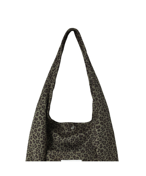 레오파드 스웨이드 숄더백 [카키]