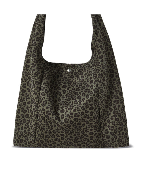 레오파드 스웨이드 숄더백 [카키]