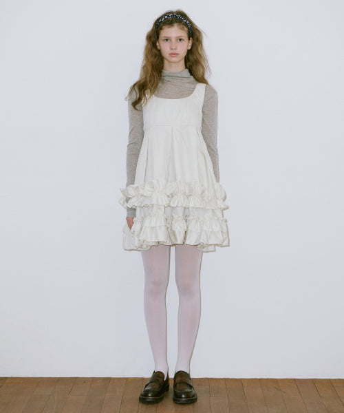 Frill Sleeveless Dress (Cream Yellow)