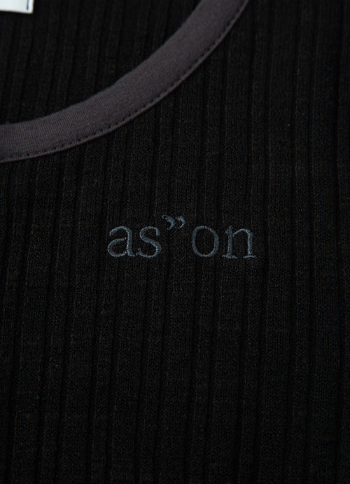 LIBBED COMBI MINI DRESS / BLACK