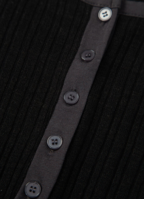 LIBBED COMBI MINI DRESS / BLACK