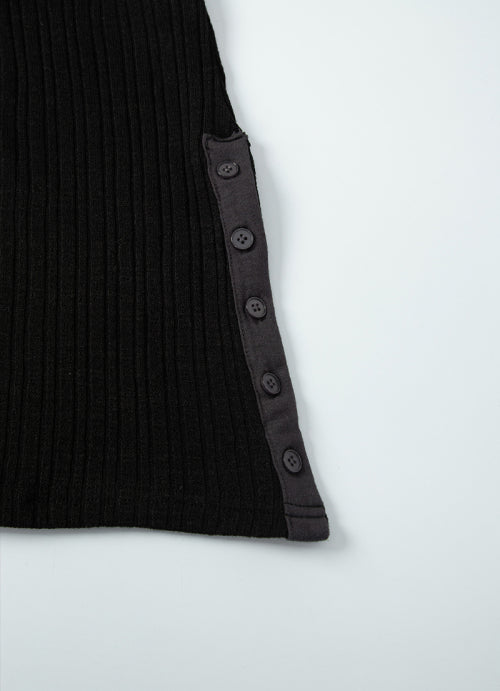 LIBBED COMBI MINI DRESS / BLACK