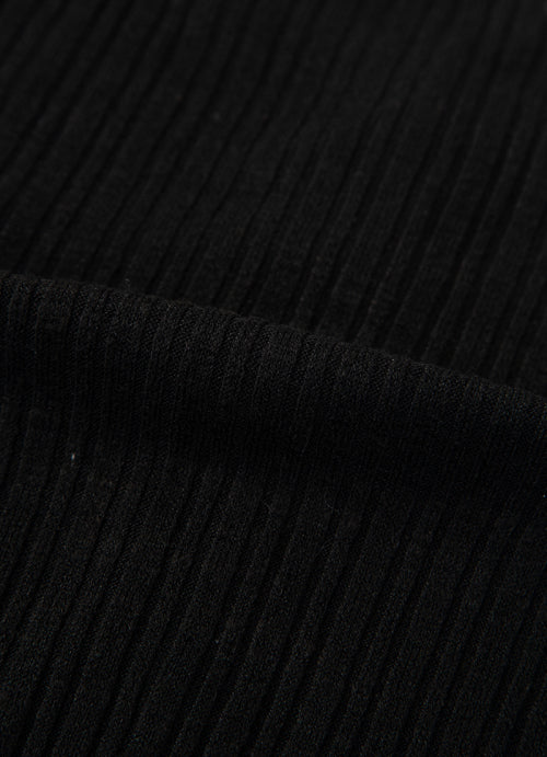 LIBBED COMBI MINI DRESS / BLACK