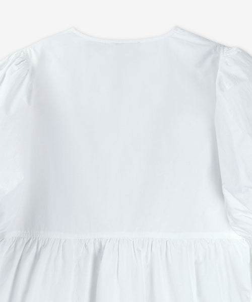 미니 코튼 포플린 타이 스트링 원피스 - 화이트 / F9170151