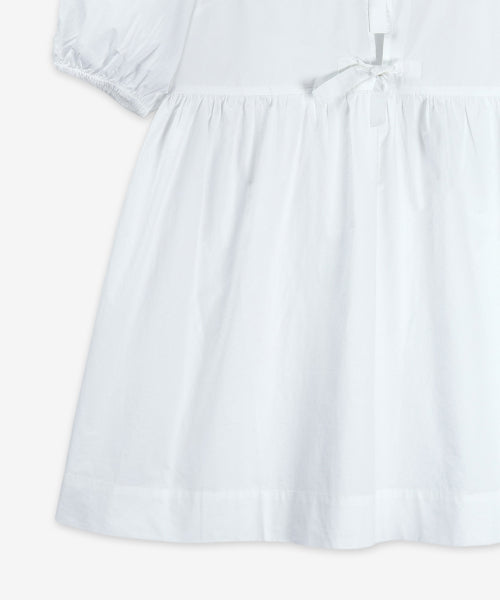 미니 코튼 포플린 타이 스트링 원피스 - 화이트 / F9170151
