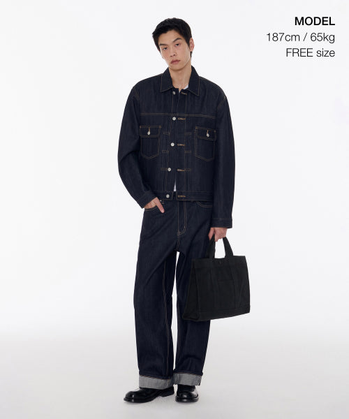 헤비 캔버스 스퀘어 토트 백 [블랙]