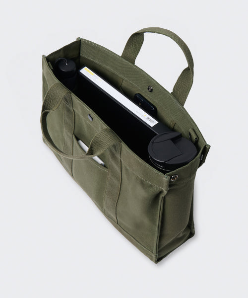 헤비 캔버스 스퀘어 토트 백 [카키]