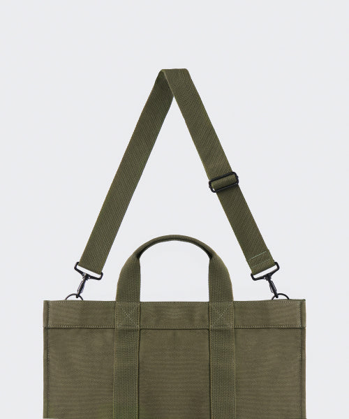 헤비 캔버스 스퀘어 토트 백 [카키]