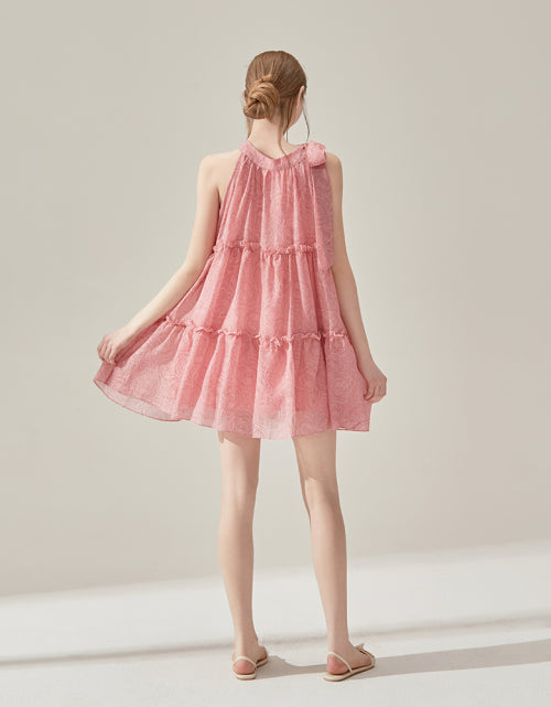 세히즈 리본 홀터 미니 원피스