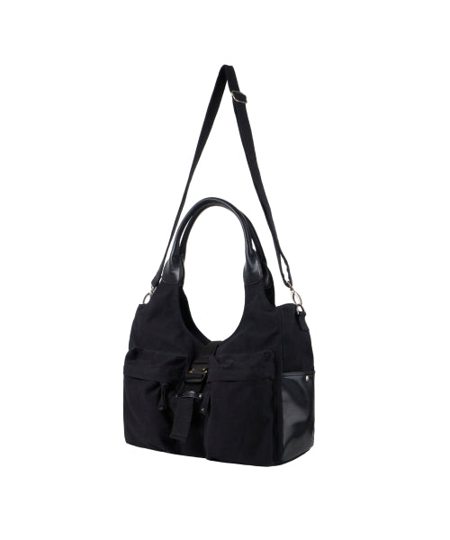 버클드 코튼 크로스 토트백 [BLACK]