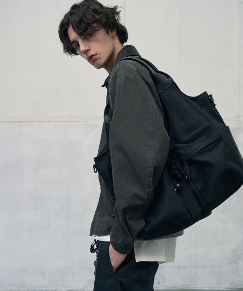 버클드 코튼 크로스 토트백 [BLACK]