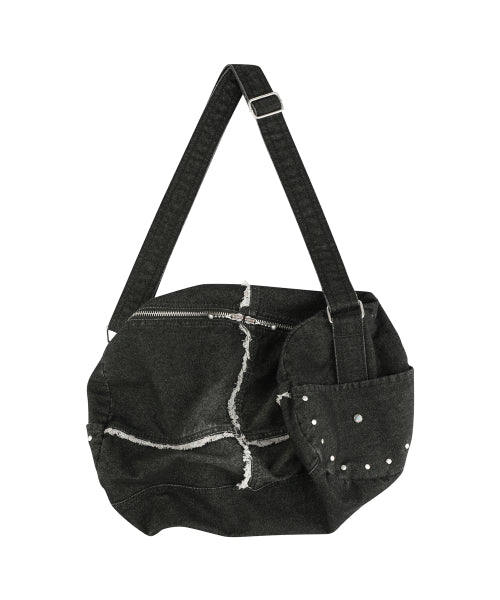 데님 배럴 백_블랙