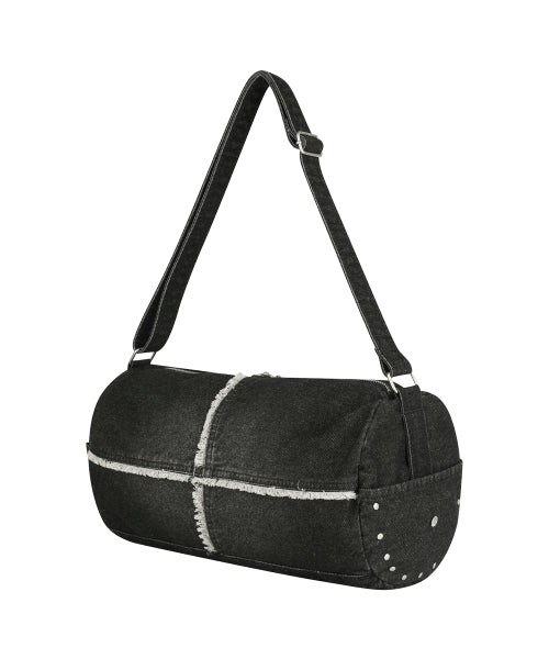 데님 배럴 백_블랙