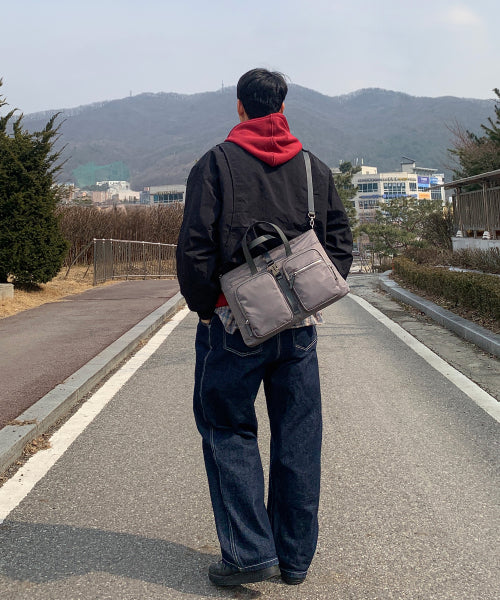 Hey Double Pocket Tote M (헤이 더블 포켓 토트 미듐)_2colors