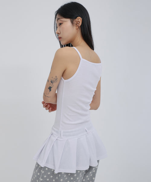 플리츠 민소매 원피스 화이트