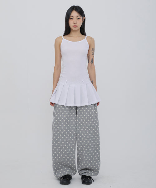 플리츠 민소매 원피스 화이트