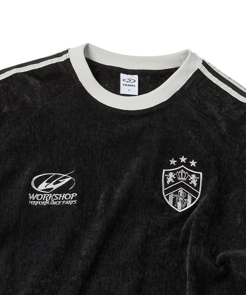 벨루어 라인 테이프 링거 반팔티 블랙