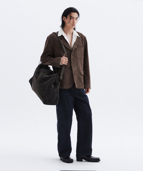 스웨이드 볼링백 - BLACK