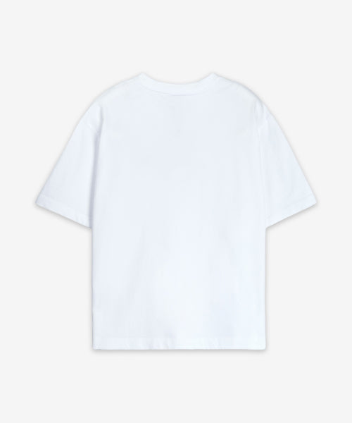볼드 폭스 헤드 패치 오버사이즈 반소매 티셔츠 - 화이트 / OM00128KJ0119P100