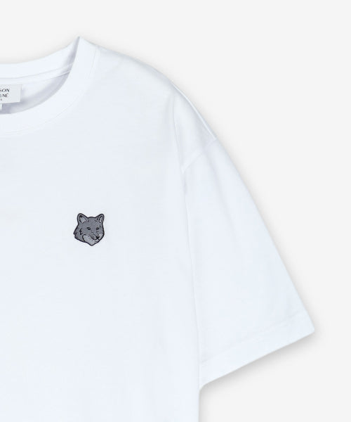 볼드 폭스 헤드 패치 오버사이즈 반소매 티셔츠 - 화이트 / OM00128KJ0119P100