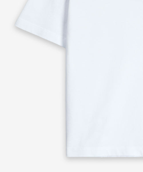 볼드 폭스 헤드 패치 오버사이즈 반소매 티셔츠 - 화이트 / OM00128KJ0119P100