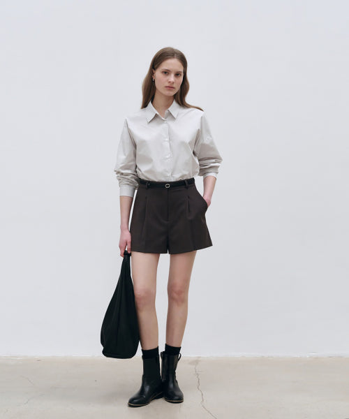 클래식 핸들 레더 호보백 - 블랙