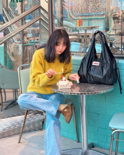 럽레리 4 포켓 리본 숄더 보부백 (black)